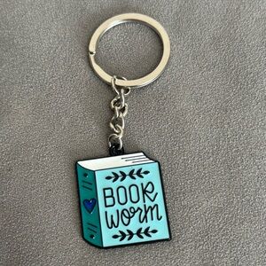 Blue Bookworm Keychain